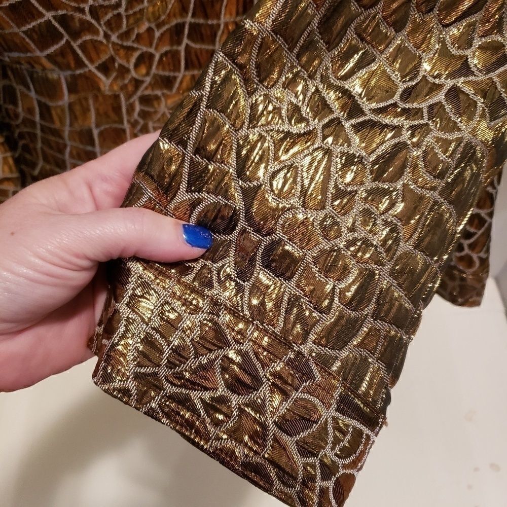 NEW Ruby Rd Gold Metallic Giraffe Holiday Jacket - Picture 3 of 7